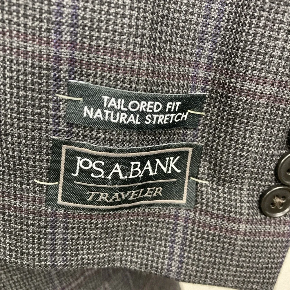 Jos A Bank Men's Blazer Sportcoat 44L Tailored Fit Check Grey